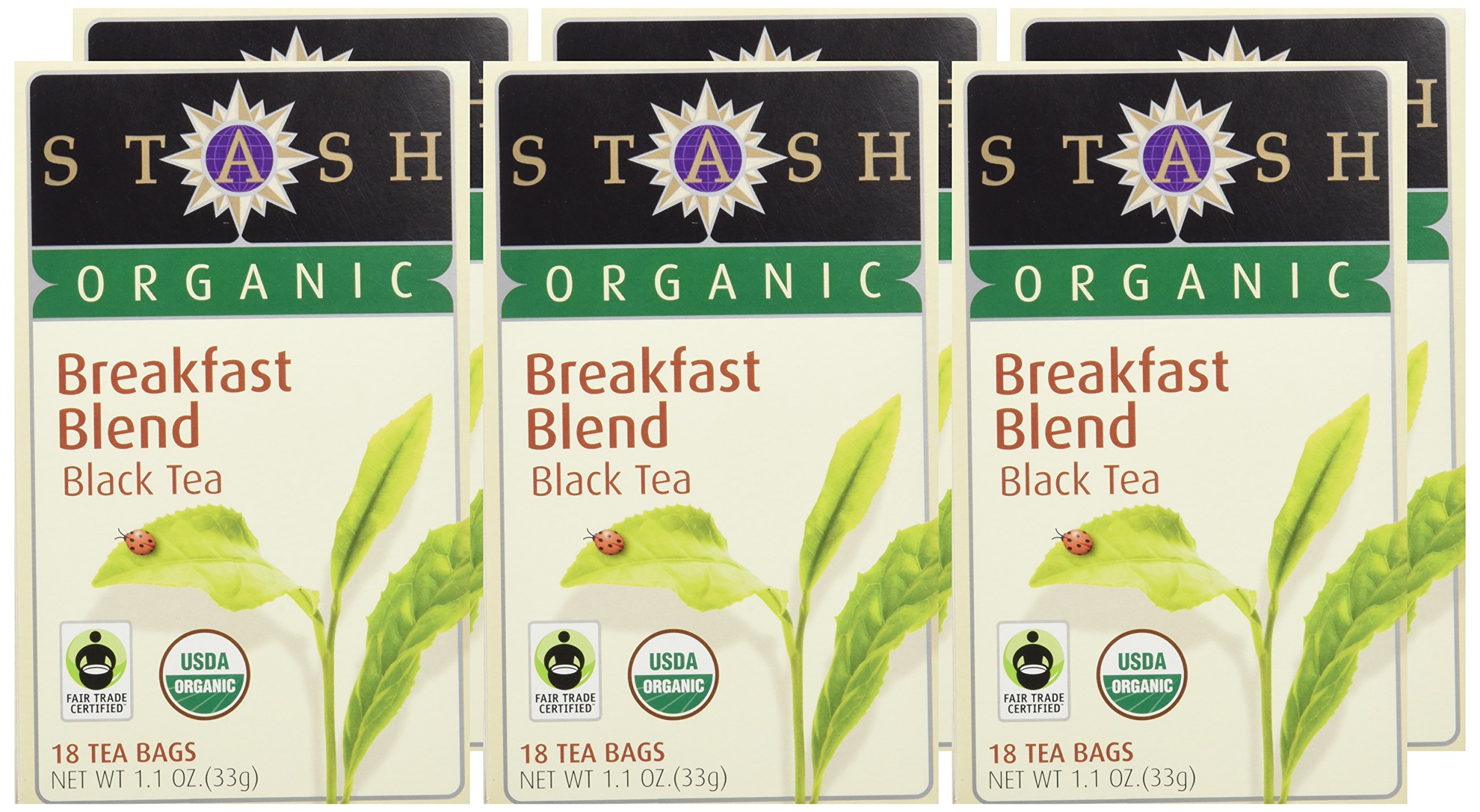 Stash Tea Organic Tea Six Flavor Assortment, 18 Count Tea Bags in Foil