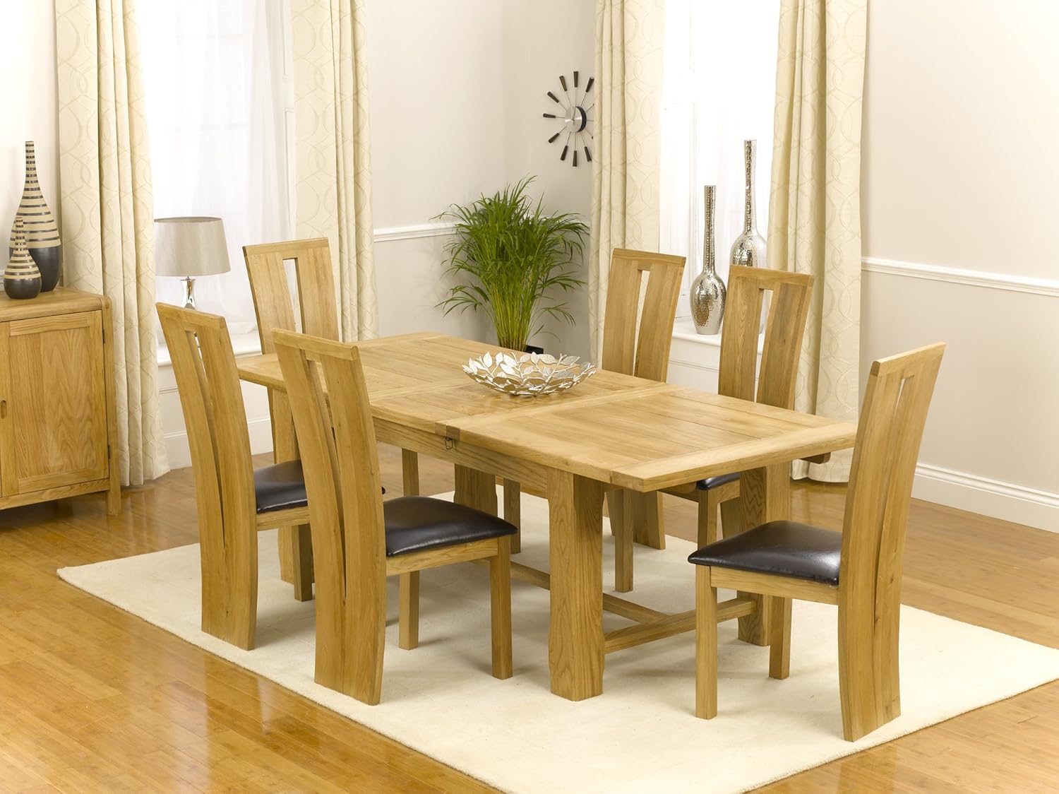 Jersey Farmhouse Extending Solid Oak Dining Table With 6 Montreal