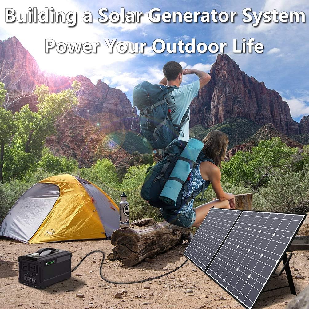 TWELSEAVAN 100W Portable Foldable Solar Panel Charger for Jackery Explorer 160/240/500 Power Station/Suaoki/Goal Zero Yeti/Rockpals/Kyng Power Solar Generator, with USB QC3.0 Port, USB Type C Port: Home Audio & Theater
