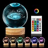 PYMIN3D 3D Galaxy Crystal Ball Night Light,3.15in k9 Universe Crystal Ball Lamp with 16 Colors Change,Wooden Base and Remote Control Decor Space Astronomy Gifts for Kids
