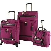 Steve Madden Designer Luggage Collection - 3 Piece Softside Expandable Lightweight Spinner Suitcase Set - Travel Set Includes an Under Seat Bag, 20-Inch Carry on and 28-Inch Checked Suitcase,