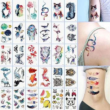 Amazon Com Oottati 30 Sheets Small Cute Temporary Tattoos Kit