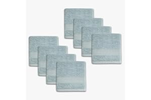 1888 Mills 8 Pack Premium Washcloth Set, True Classics Premium Cotton Blend, Super Soft and Highly Absorbent Washcloths for Bathroom, Hotels, Spa and Gym, Blue