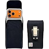 Turtleback Belt Clip for iPhone 17 ProMax or 17 Plus -Medium- Fits w/Shockproof Commuter Style Cases - Premium Black Nylon, Vertical Belt Holder Magnetic Closure, HD Rotating Clip