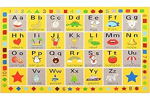 Booooom Jackson ABC Rug, 3.3 x 4.9 ft, Educational Area Rug for Kids, Non-Slip Polyester Rug with Alphabet, Shapes, Animals & Fruits, Perfect for Playroom, Nursery, Classroom