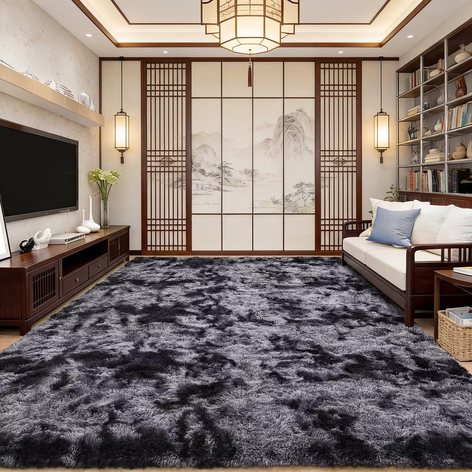 lekeplus Rugs Living Room Large Rugs Bedroom Anti Skid Rug Shaggy Soft Rug for Living Room Bedroom Play Area Kids Room Luxury Decorative (Dark Grey, 160x230cm) — image 1