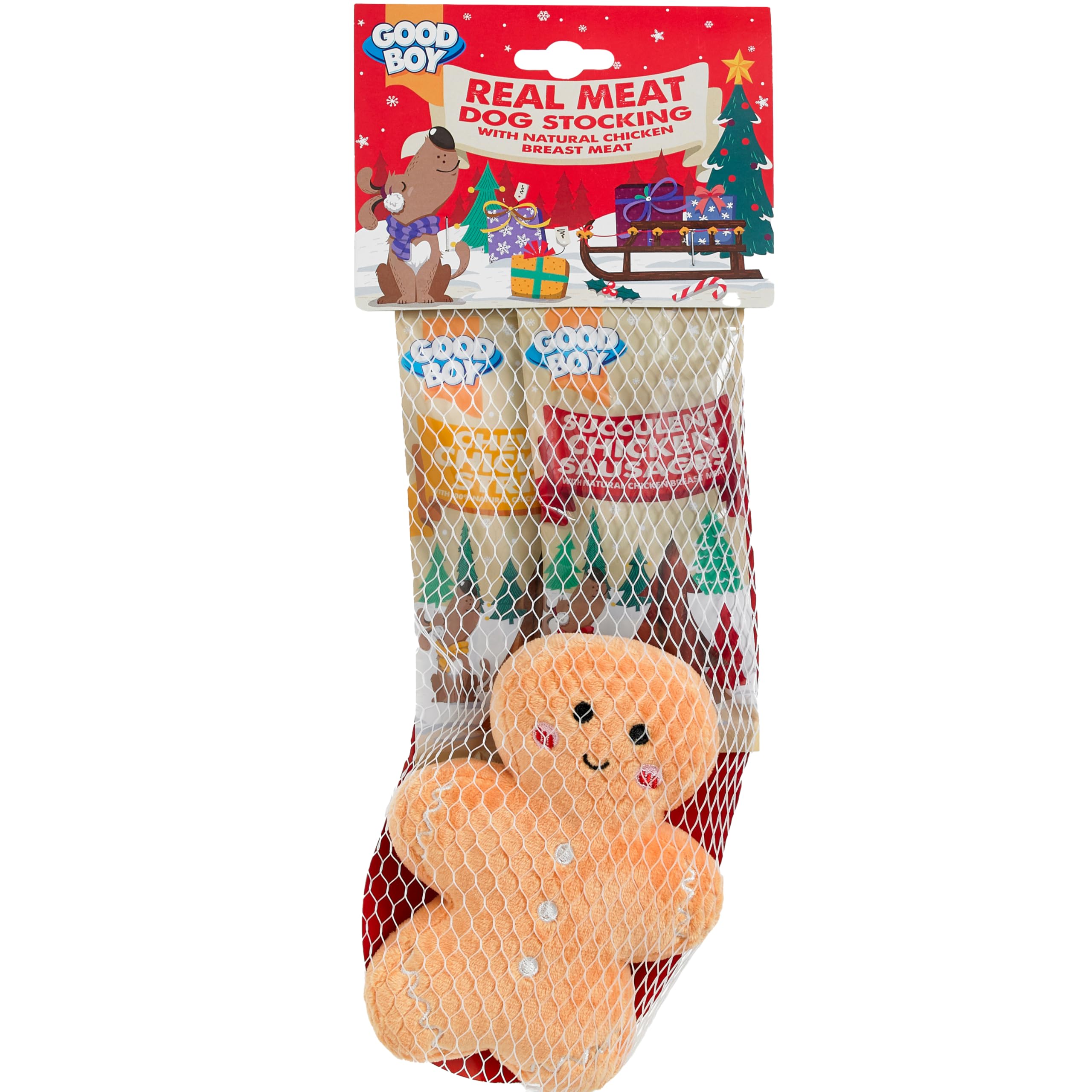 Good Boy Christmas Dog Stocking With Meaty Treats & Soft Toy