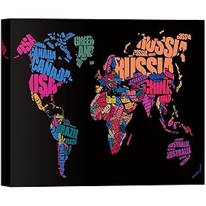 SIGNWIN Canvas Wall Art Rainbow Color Country Names...