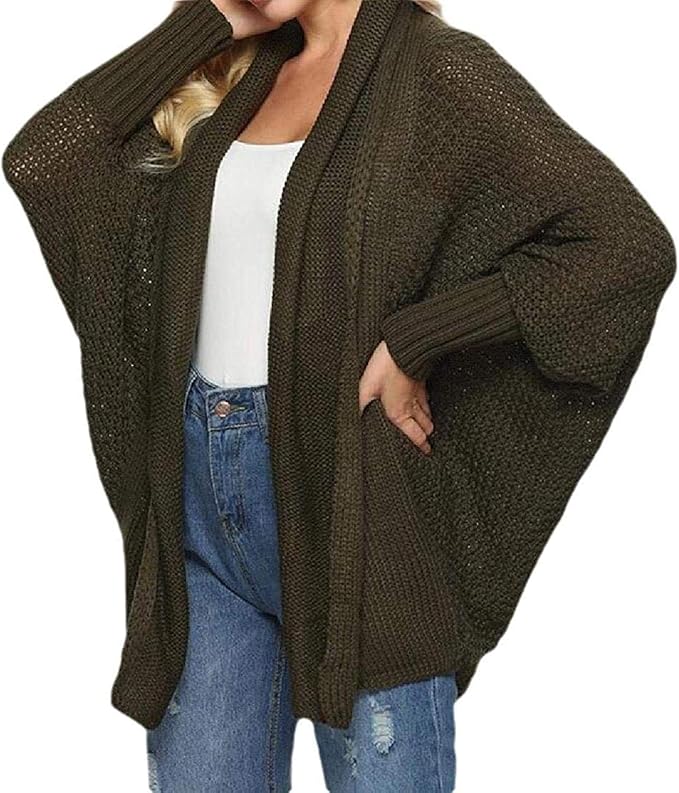 open front batwing sleeve cardigan