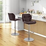 Yaheetech Bar Stools Set of 2 PU Leather Swivel Height Adjustable Brown view 4