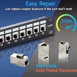 Lysymixs 24 Port RJ45 Patch Panel Cat6 STP Feed