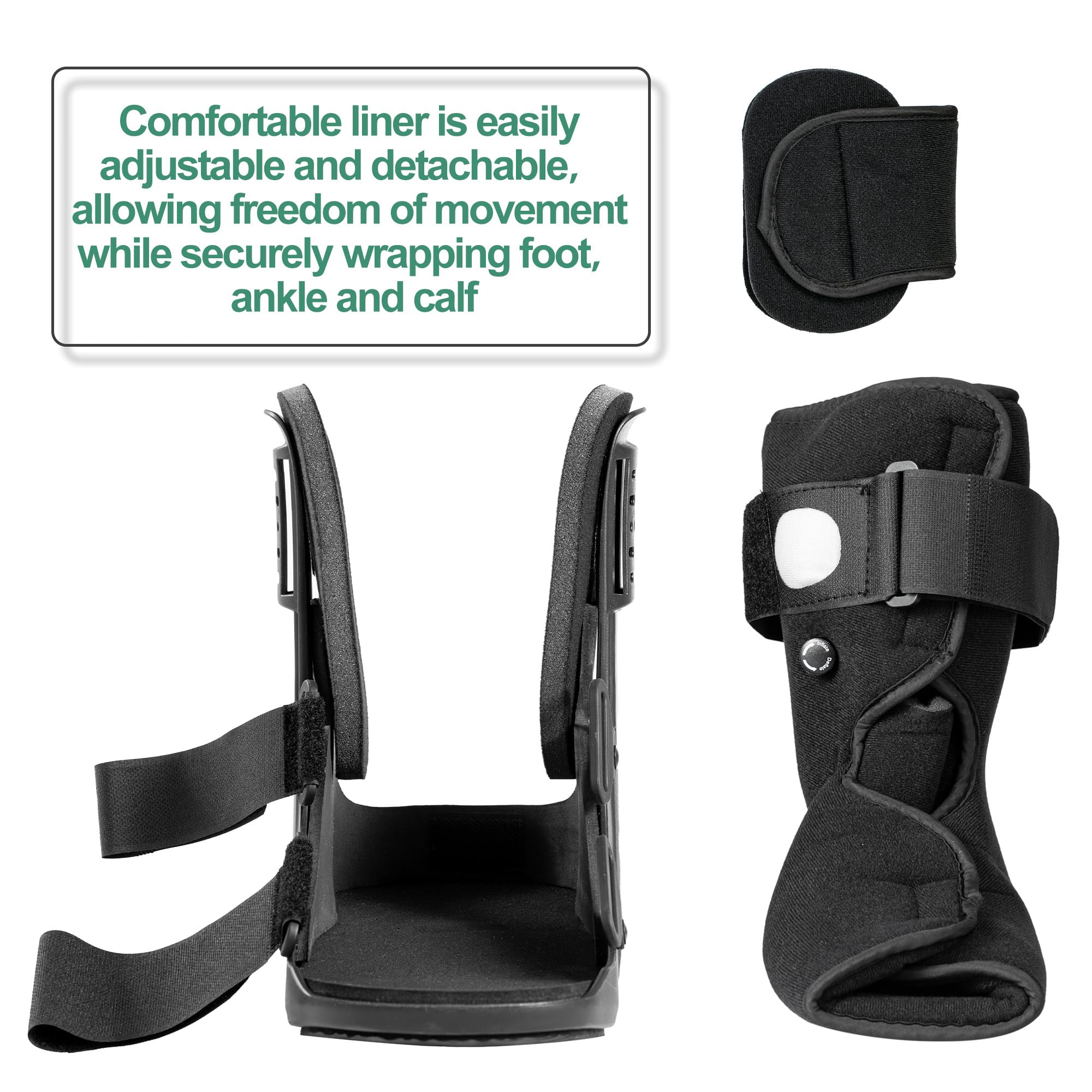 Air Walking Boot, Fracture Boot Short Walker Protection Fits Left or Right Foot Ankle Support for Injuries Fractures Sprains Black M