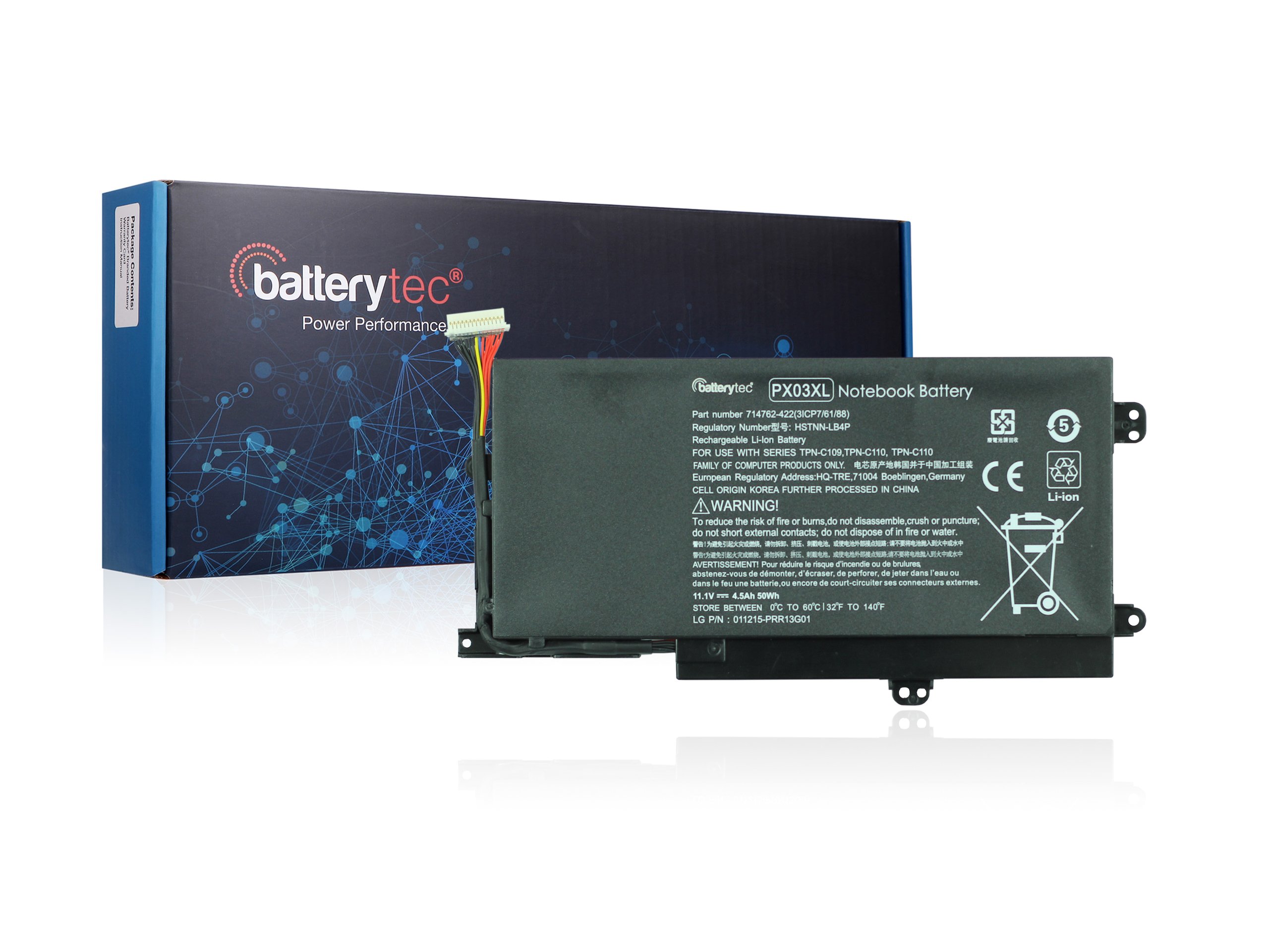 Batterytec® Battery for HP ENVY 14 Sleekbook, 14 Touchsmart M6 M6-k Series, PX03 PX03XL, HSTNN-LB4P DB4P 714762-421 422 241 715050-001 714762-1C1 TPN-C109 C110 C111. [11.1V 50Wh, 1 Year Warranty]