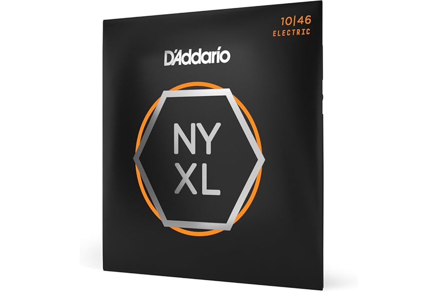 D'Addario Electric Guitar Strings, NYXL Nickel Plated, NYXL1046, Regular Light Gauge 10-46, 6-String Set, Pack of 1