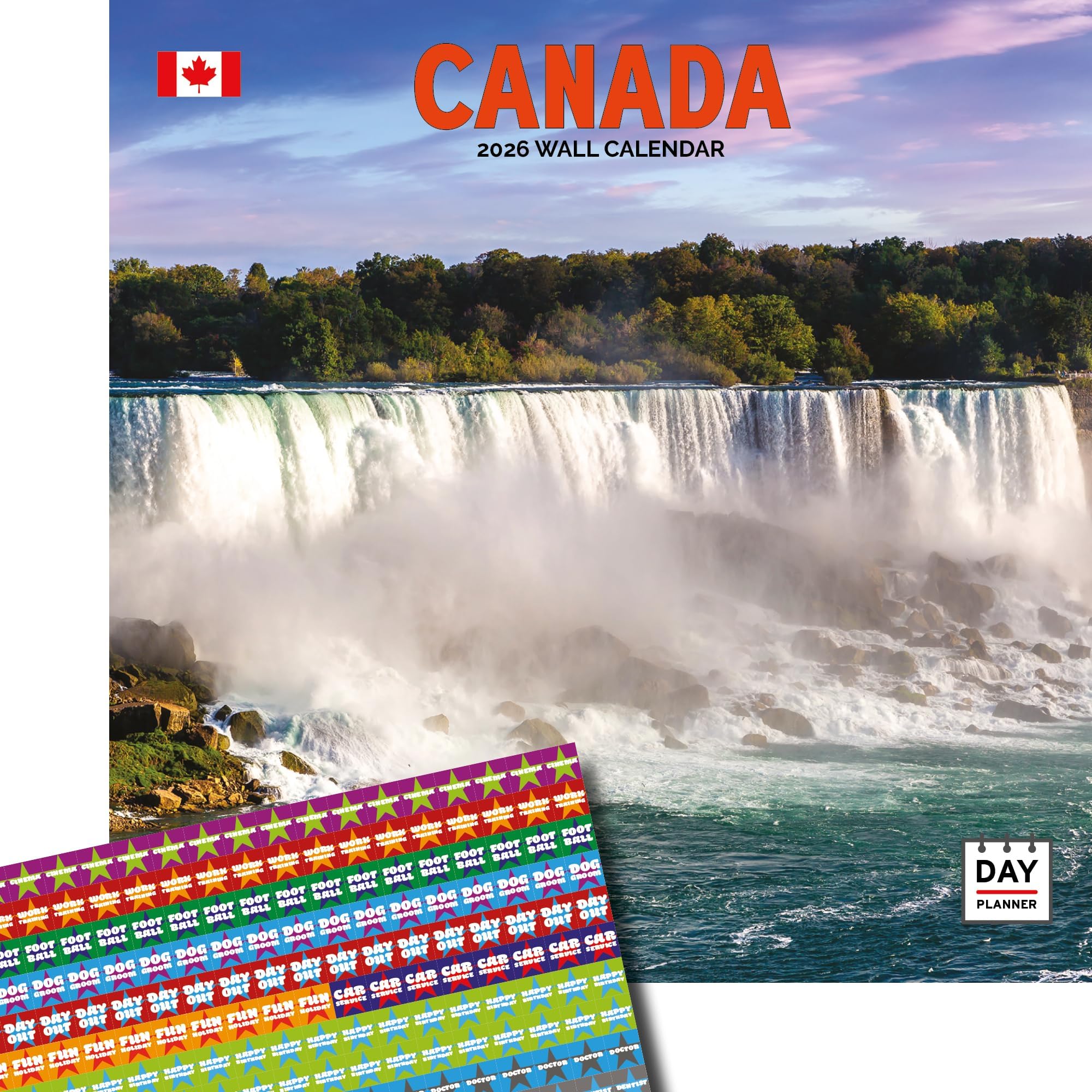 Dayplanner Publishing Canada Calendar 2026, Large Square Wall Calendar With Organisational Stickers, 16 Month, Canada Gift Travel Calendar