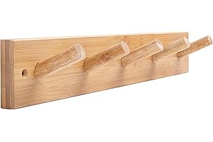 WEBI Coat Rack Wall Mounted,16" Hole to Hole,Coat Hanger Wall Mount with 5 Hooks for Hanging Coats,Hook Rack Peg Rail for Hats,Jacket,Clothes,Towels,Natural