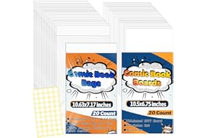LOTMER 20 Sets Current Comic Book Bags and Boards 20ct Thickened 27PT Comic Book Backing Boards 20ct Acid-Free Clear Protector Comic Book Sleeves for Collectors, Regular Comics Magazine Storage