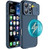 Hitaoyou iPhone 16 Pro Max Case, Slim Shockproof Case with Slide Lens Cover, MagSafe Compatible, Blue