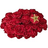 ARTIFIPLANT Red Rose Heads for Craft,3.3'' Rose Heads Artificial Flowers,40 Pcs Silk Rose Heads Bulk,Satin Rose Heads No Stem for DIY Flower Well,Crafts Bouquest (red)