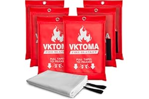 Vktoma Fire Blankets Emergency for Home, Fire Blankets to Smother a Kitchen Fire, 40” x 40” Emergency Fire Blanket 6 Pack, Fiberglass Fire Blanket for Kitchen, Camping, Car, Picnic, Fireplace