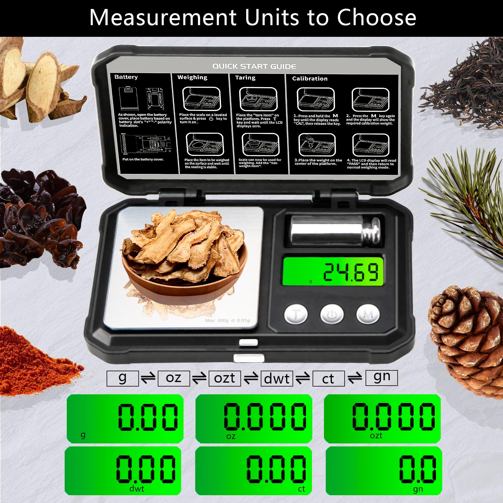 GRAM PRES Digitale Taschen-Gramm-Waage 300g x 0,01g Genauigkeit 4