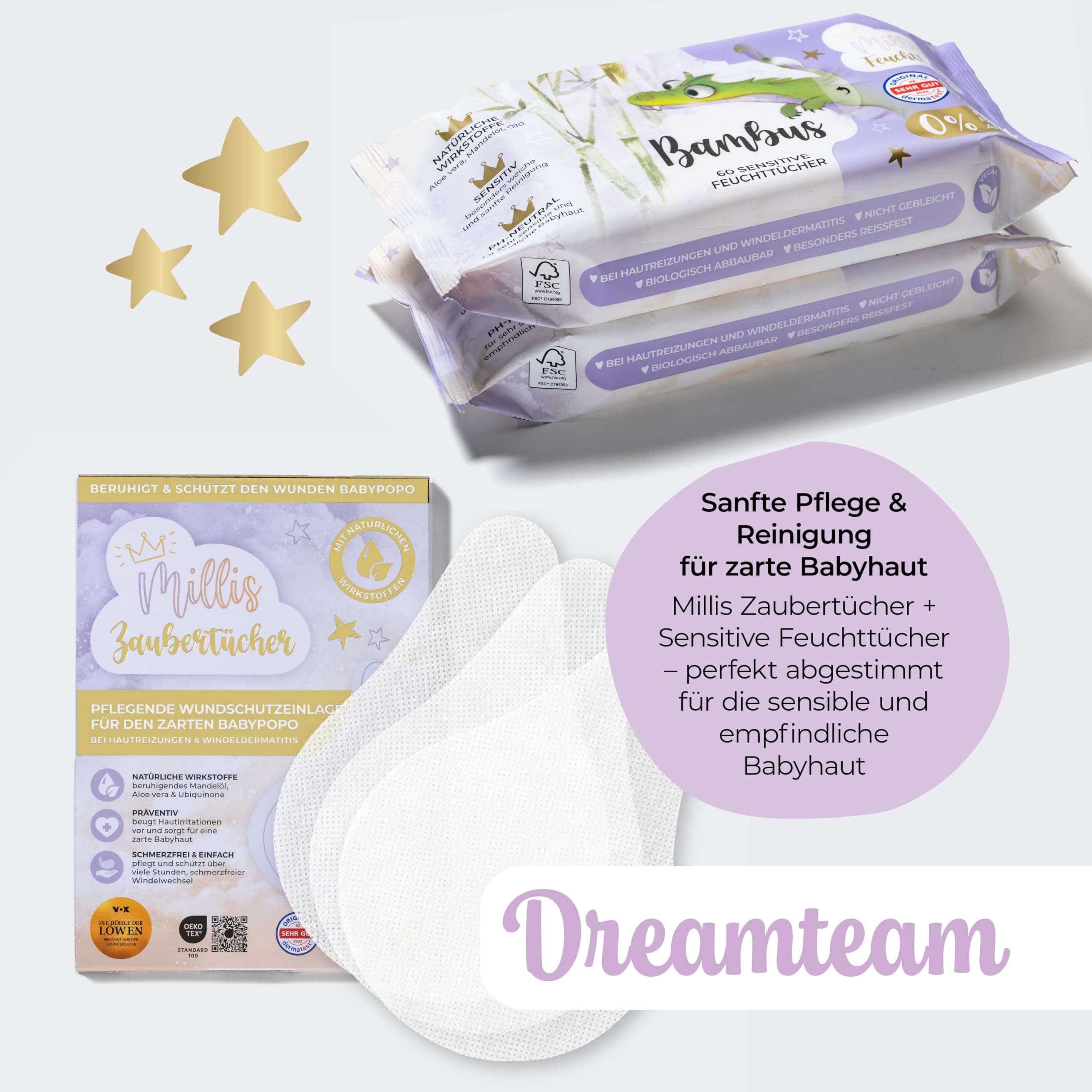 Millis Zaubertücher Baby Wundschutz | bei Windeldermatitis & wundem Po | 3-in-1 Pflege ohne Cremen | Aloe Vera, Mandelöl & Q10 | 25 Tücher | bekannt aus „Die Höhle der Löwen" 8
