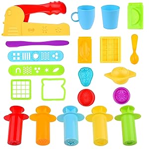 Kare & Kind Set of 21 pcs Smart Dough Tools Kit with Extruder Machine/Extruder Tools/Models and Molds (Food, Silverware)