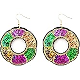 Mardi Gras Earrings for Women Dangle Happy Mardi Gras Funny Mask Letter Flower Earrings Bling for Women Mardi Gras Theme Holiday Earrings Jewelry Gifts