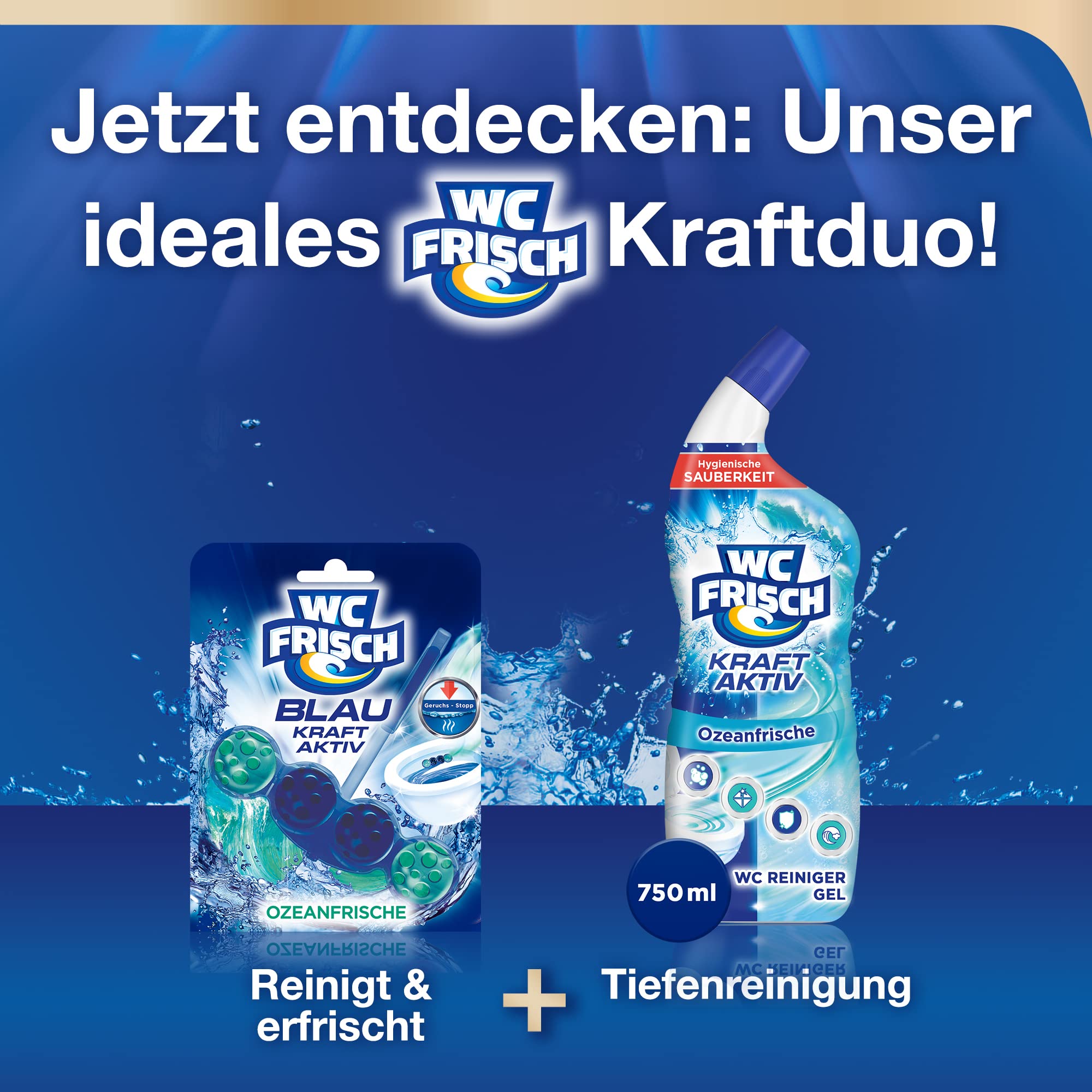 WC FRISCH Kraft Aktiv Blauspüler Ozeanfrische (150 g), WC Reiniger mit innovativer Geruchs-Stopp-Formel, Duftsteine für extra Frische und eine sichtbare Reinigung 10