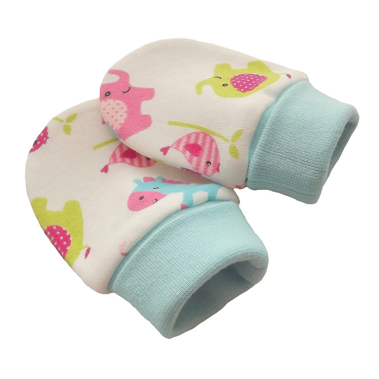100% Bio Baumwolle Neugeborene Baby Anti Kratz Fäustlinge Handschuhe mehrfarbig Cartoons merhfarbig 0-6 Monate
