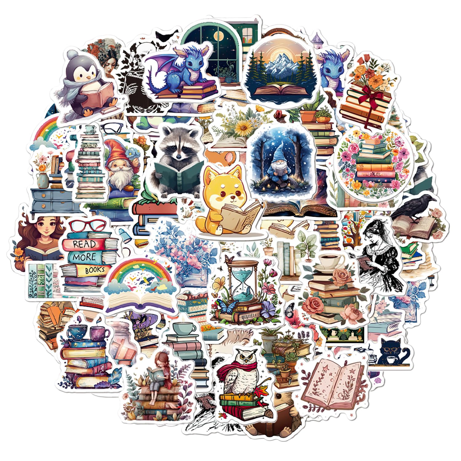 100 Pcs Book Stickers, Motivational Reading Stickers Waterproof Aesthetic Stickers Vinyl Reading Stickers for Book Scrapbook Water Bottles Laptops Luggage