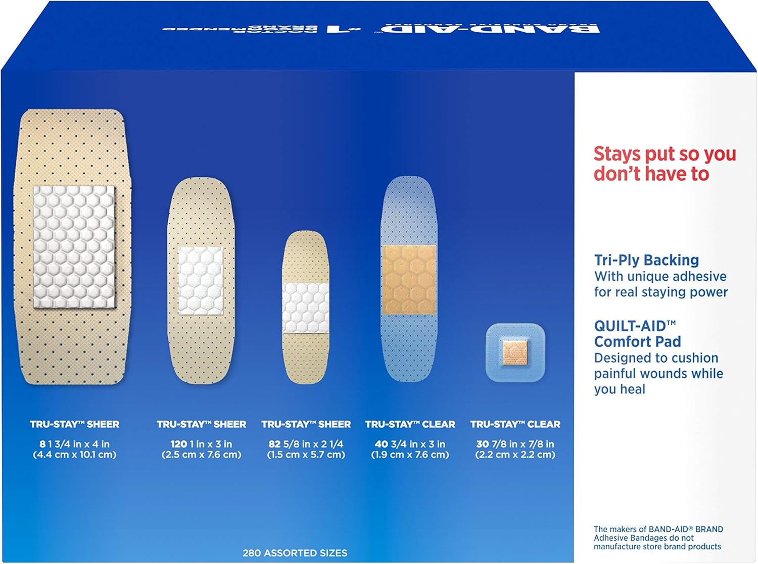 Band-Aid Brand Adhesive Bandage Family Variety Pack, Sheer and Clear Bandages, Assorted Sizes, 280 ct: Health & Personal Care