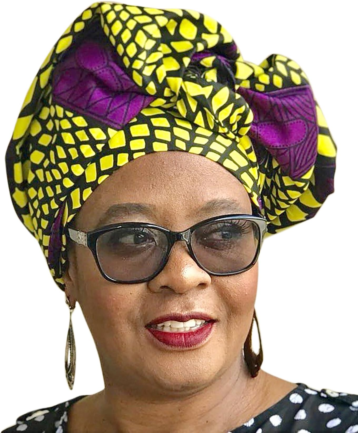 African Head Wrap Tribal Scarf Gele Stylish Headgear Made Of Ankara Yellow Fabric