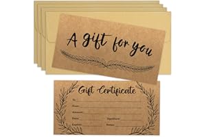 GIANTRUMP 24 Pcs Blank Gift Certificates Kraft Certificate Cards with 24 Pcs Envelopes for Business Salon Restaurants Spa Christmas Birthday, 3.5 x 7