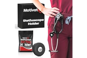 MotivatEM Stethoscope Holder Kit – Hip Clip with Rotating Clip for Neck Pain Relief + Bonus Stethoscope AirTag Holder