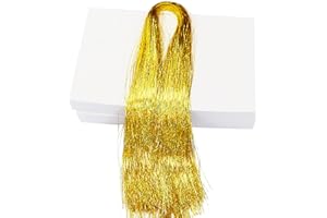 humyeam 2000 Strands Iridescent Tinsel Icicles for Christmas Tree, Xmas, Birthday Party Wedding Decorations 19.8" Inch, Gold