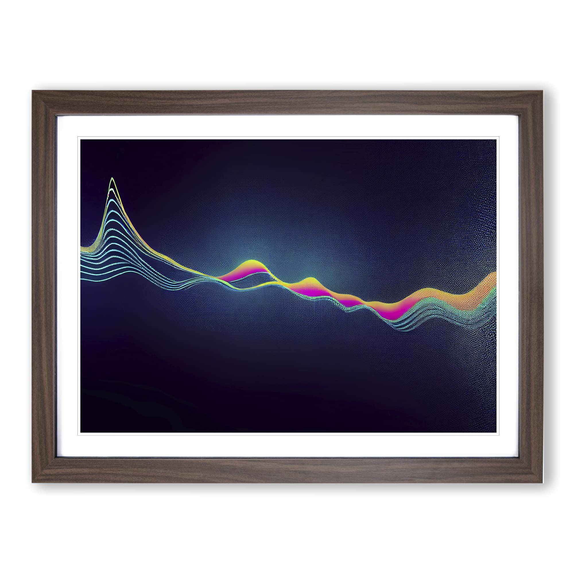 Electronic Audio Soundwave Vol.1 Abstract Framed Print | A4 Walnut Framed Wall Art | Ready to Hang | Abstract Fantasy Picture | Living Room Bedroom Lounge Office