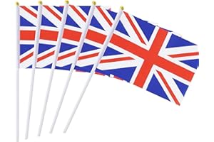KIND GIRL Hand Held British Flag Untied Kingdom UK Stick Flag Mini Flag 50 Pack Round Top National Country Flags, Party Decorations Supplies for Parades,World Cup,Sports Events,International Festival