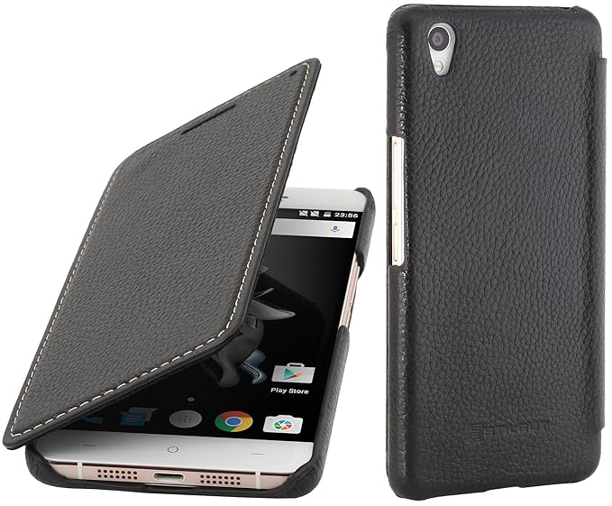 StilGut Book Type Case, Hülle aus Leder für OnePlus X, Schwarz