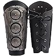 Leather Gauntlet Wristband Medieval Bracers Viking Wrist Guards Archery Guards Bracers Wide Arm Armor Cuff for Women Men 2PCS