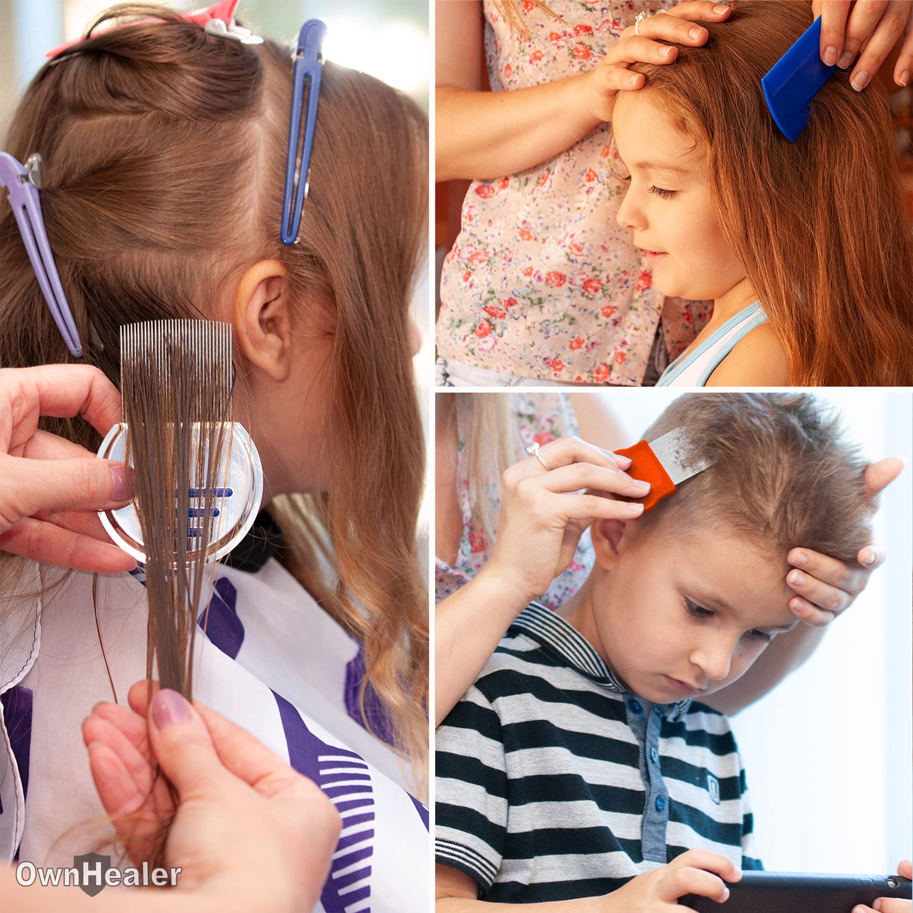 OWNHEALER Professional Lice Comb Kit - for Lice, Nits, and Dandruff Removal. Quick Results for Head Lice Treatment - Suitable for All Hair Types. Peine para piojos y liendres.