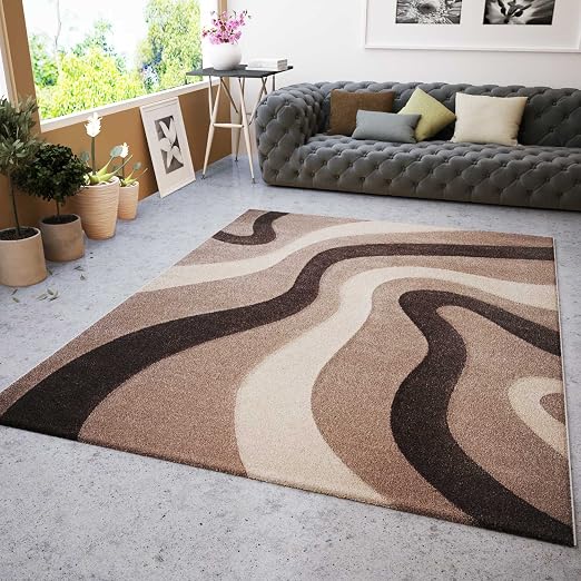 Vimoda Teppich Braun Beige Creme Mit Wellen Masse 160x230 Cm
