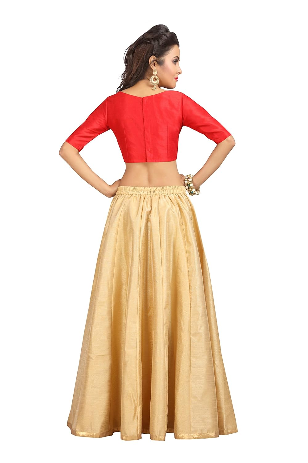 studio shringaar women's golden poly raw silk skirt lehenga