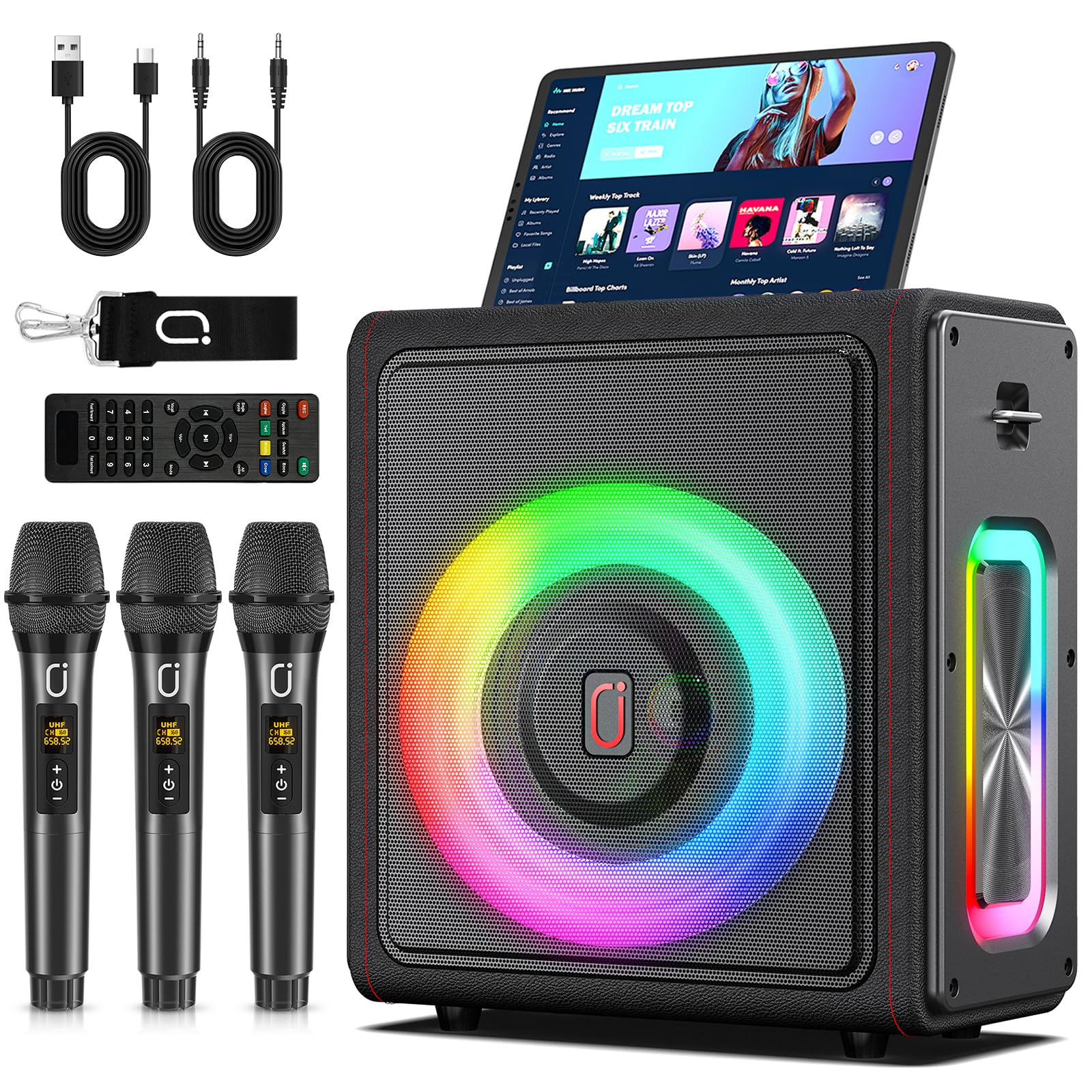 Karaoke Machine with 3 Wireless Mics | Bluetooth