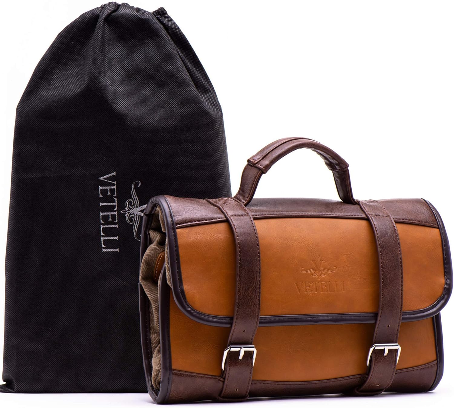 Vetelli Hanging Leather Toiletry Bag for Men - Our Leather Dopp Kit Is A Perfect Travel Accessory And Great Gift For The Special Person In Your Life