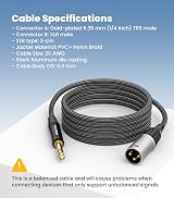 Tisino Male XLR to 6.35mm TRS Cable 2m Balanced Audio Lead view 6