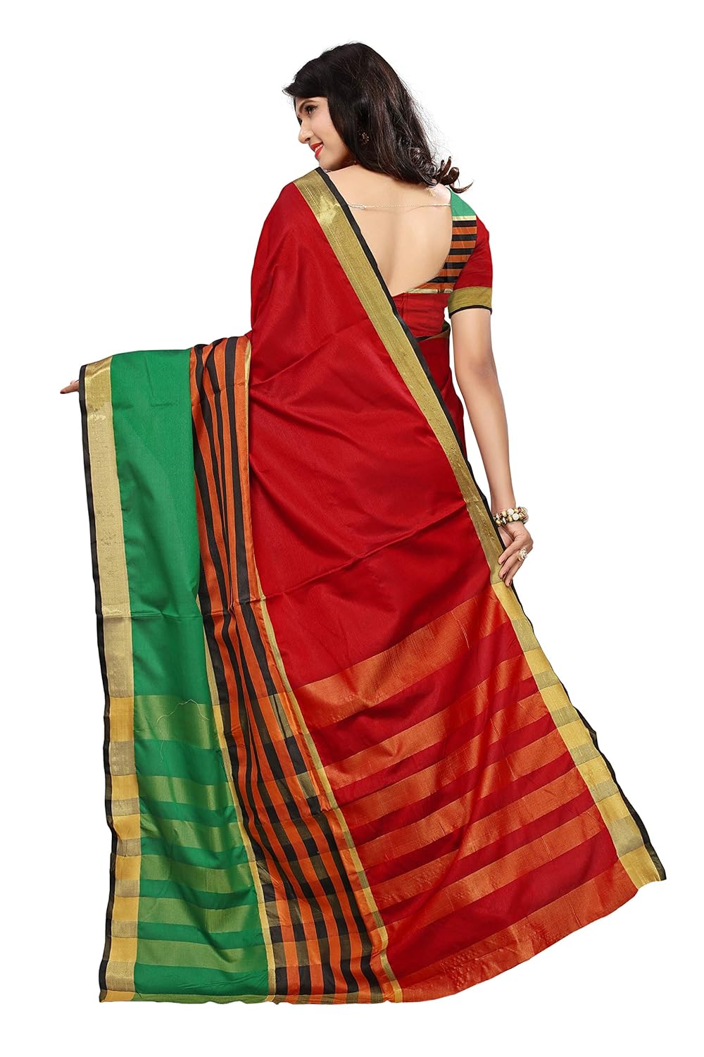 indira designer women's art silk with blouse piece saree