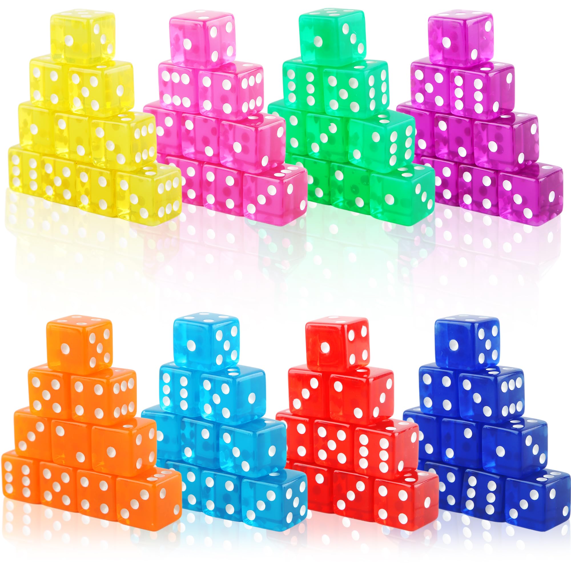 Photo 1 of Cotiny 80 Pcs 19mm Acrylic Dice Translucent D6 Casino Dice Colored Game Dices Bulk for Board Game Vegas Casino Birthday Themed Party Supplies, 8 Colors