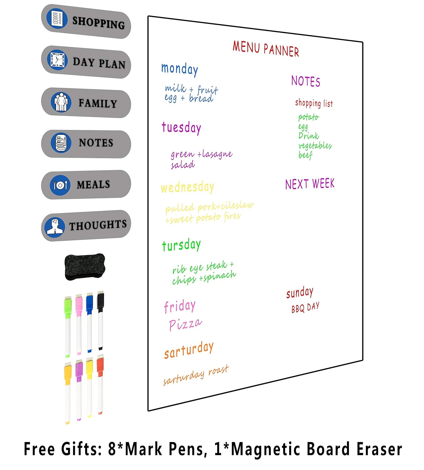Villexun - Pizarra blanca magnética de borrado en seco, imán ...