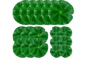 RAINFLOW 18PCS Lily Pads for Ponds Artificial Pond Plants Floating Flowers for Pool Aquarium Plants Lotus Flower for Fish Koi Pond Accessories for Outdoor Ponds Patio Pond Decorations 3Sizes